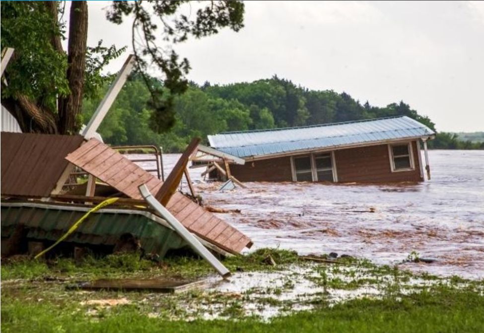Flood waters from the Cimarron River